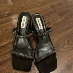 Steve Madden Lilah rhinestone black block heel